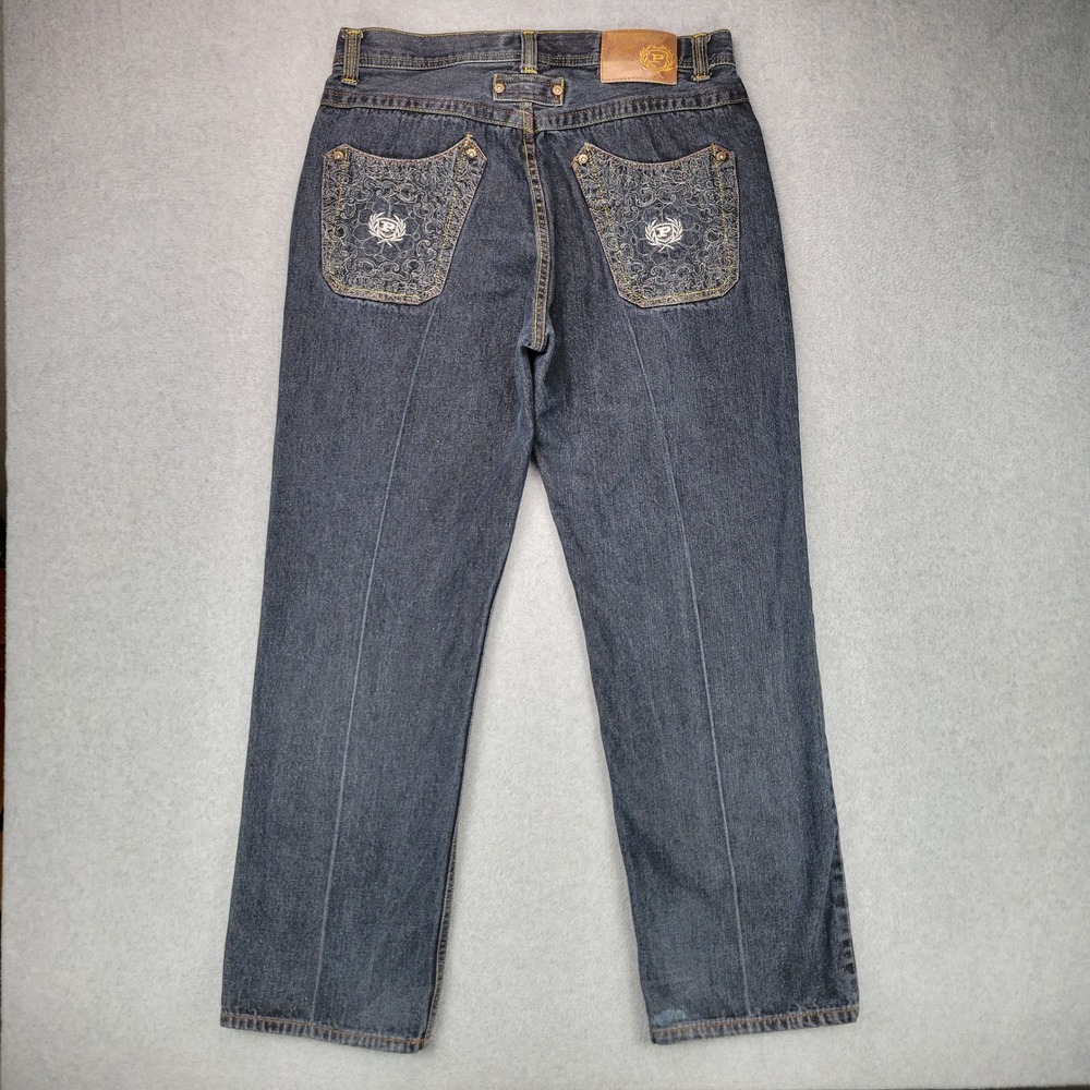 Phat Classic Original Jeans Men Fit 33x30 Dark Wash Embroidered Straight